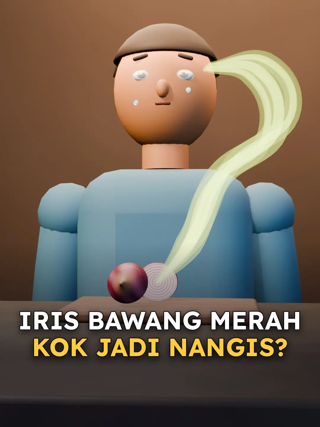 Adegan 3D dari video: Ngiris bawang merah kok bikin nangis?